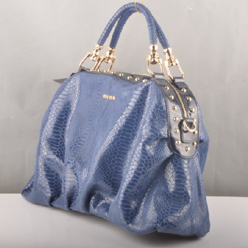 Miu Miu Snake Veins Tote Bags 90299 Light Blue