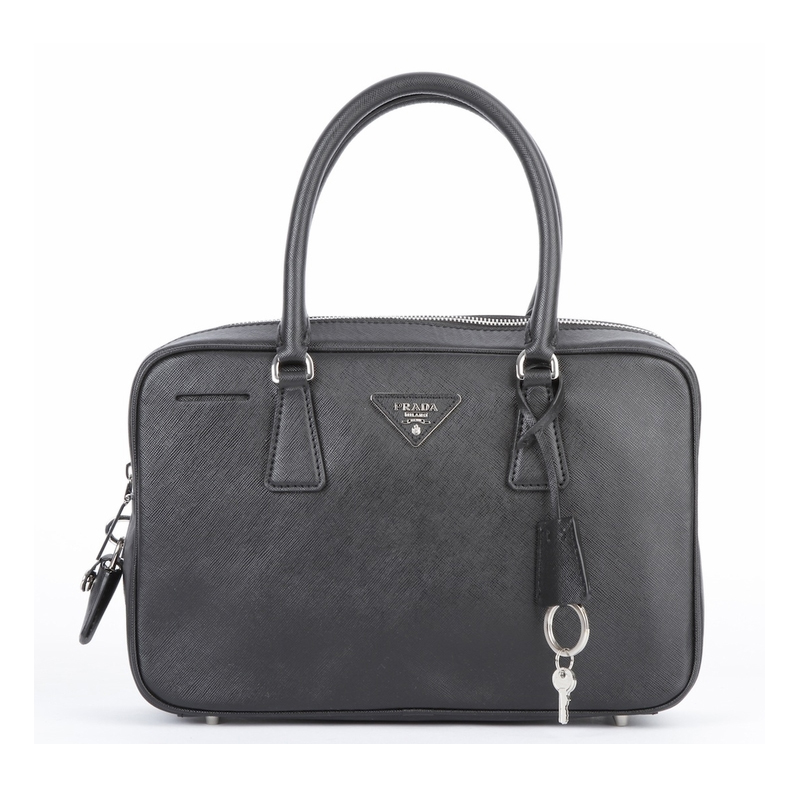 Prada Small Saffiano Doctor Bag BL0095 - Black with Silver