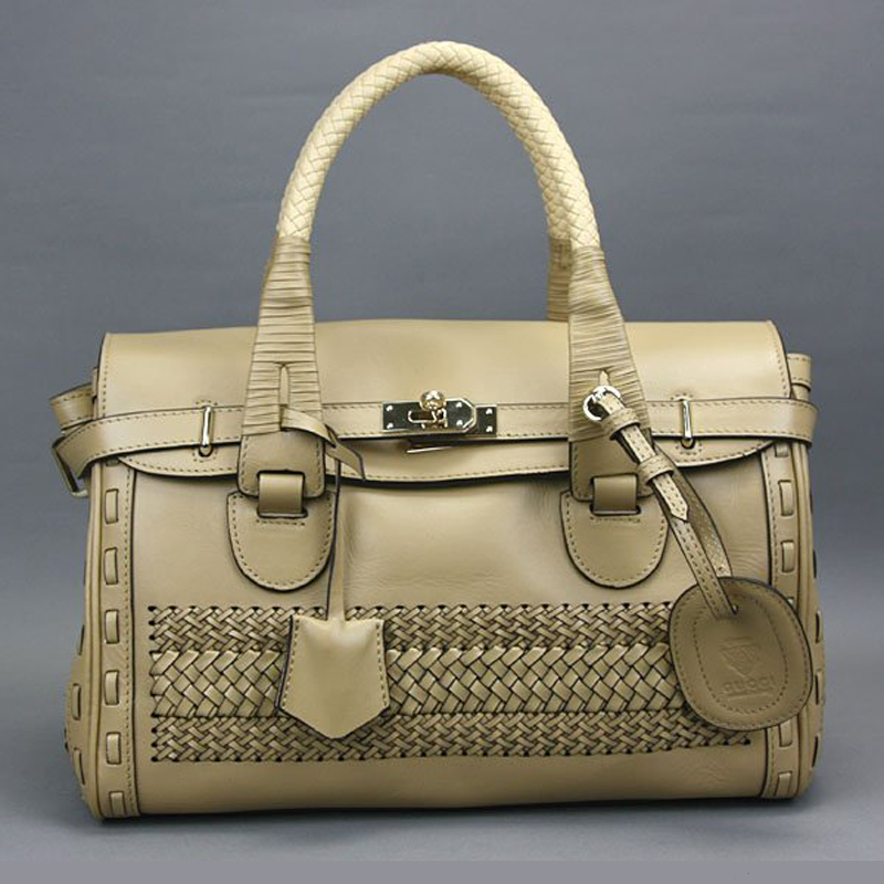 'handmade' large top handle bag with woven web det