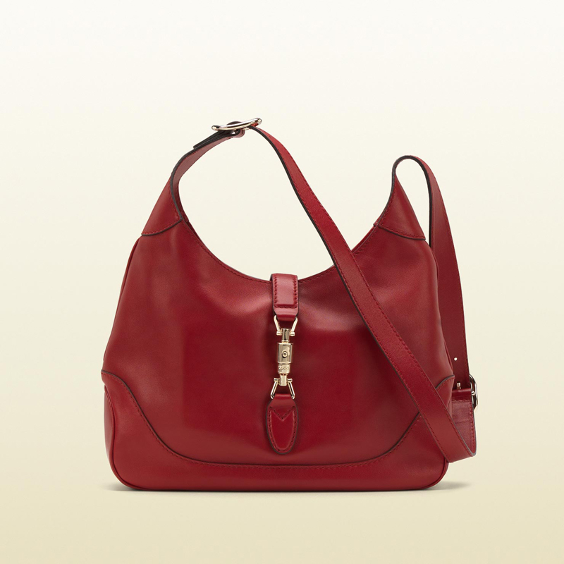 gucci jackie red leather shoulder bag