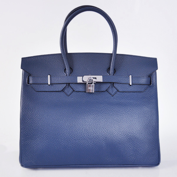 Hermes Birkin 35CM clemence leather in Dark Blue with Silver hardware