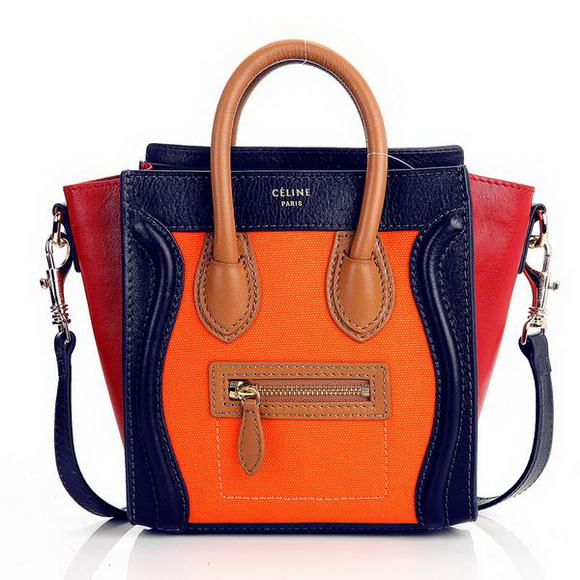 Celine Luggage Mini 165213MBA in Orange Dlue Red