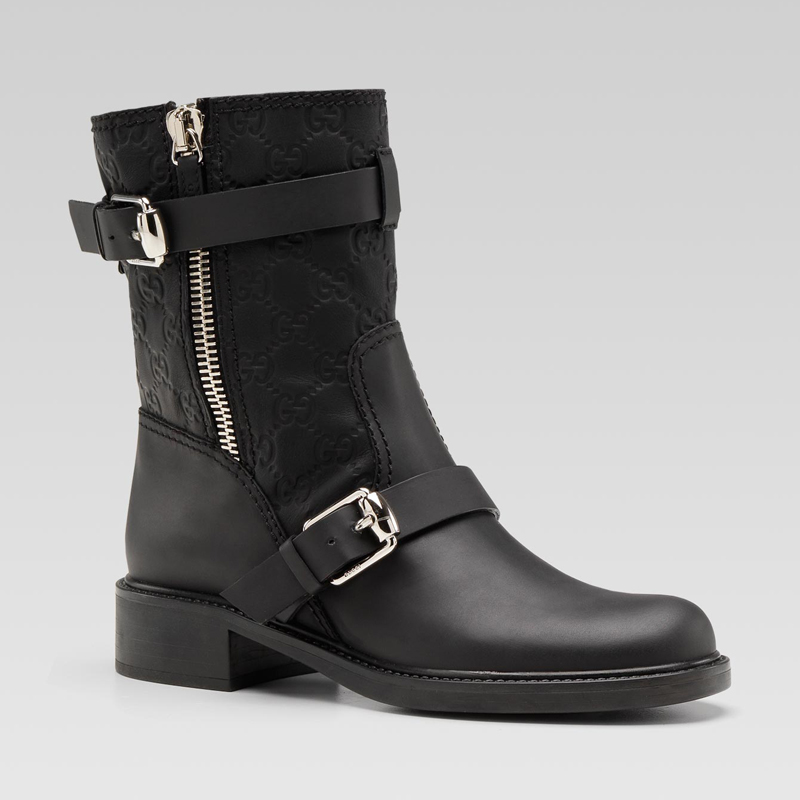 'edie' flat boot with buckle details