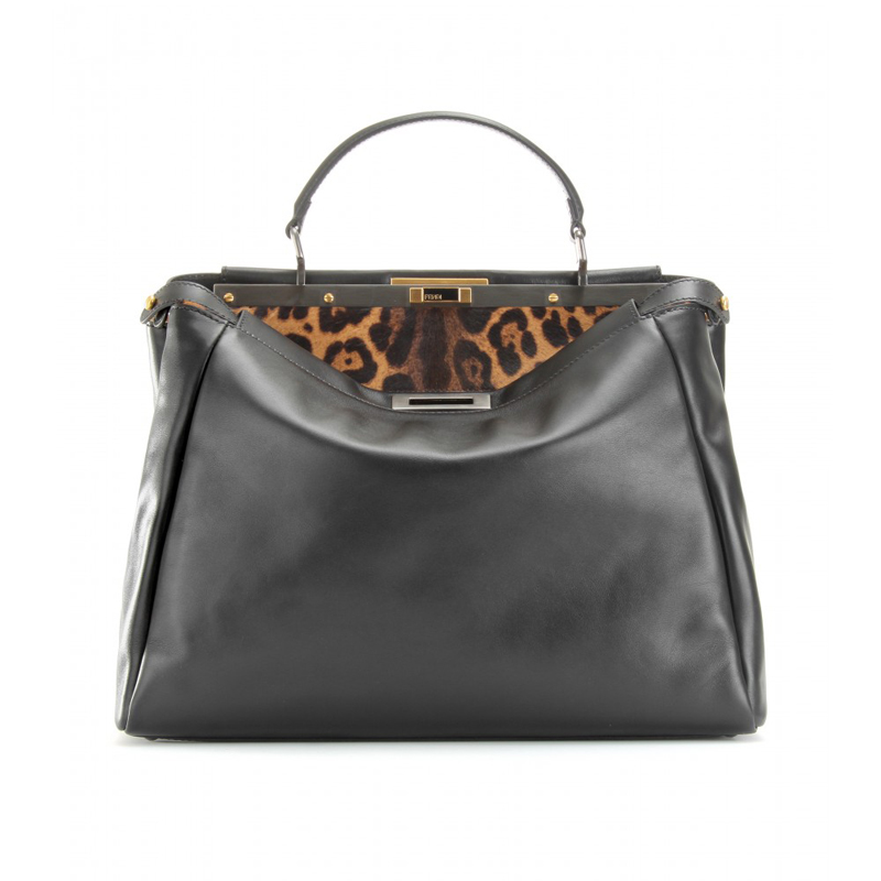 fendi LEATHER PEEK-A-BOO WITH ANIMAL PRINT HAIRCAL