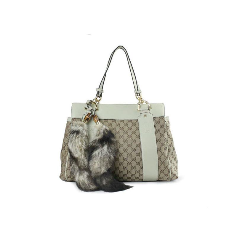 'smilla' tote with removable fur tails and bamboo