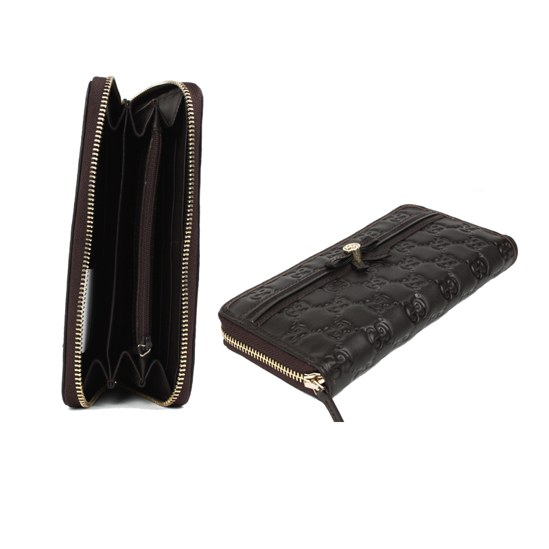 zip around wallet with bow and interlocking G detail