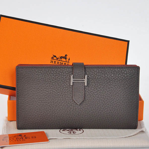 Hermes 2 flod original leather wallet in Graphite