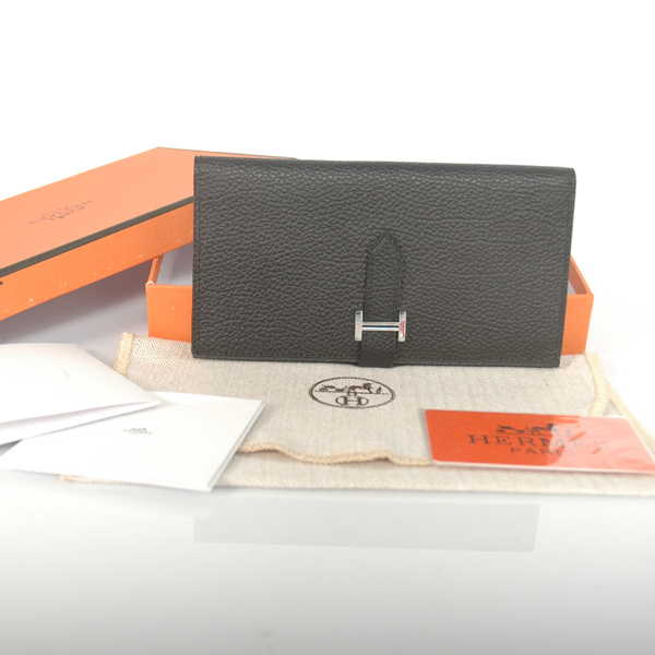 Hermes 2 fold wallet leather in Black