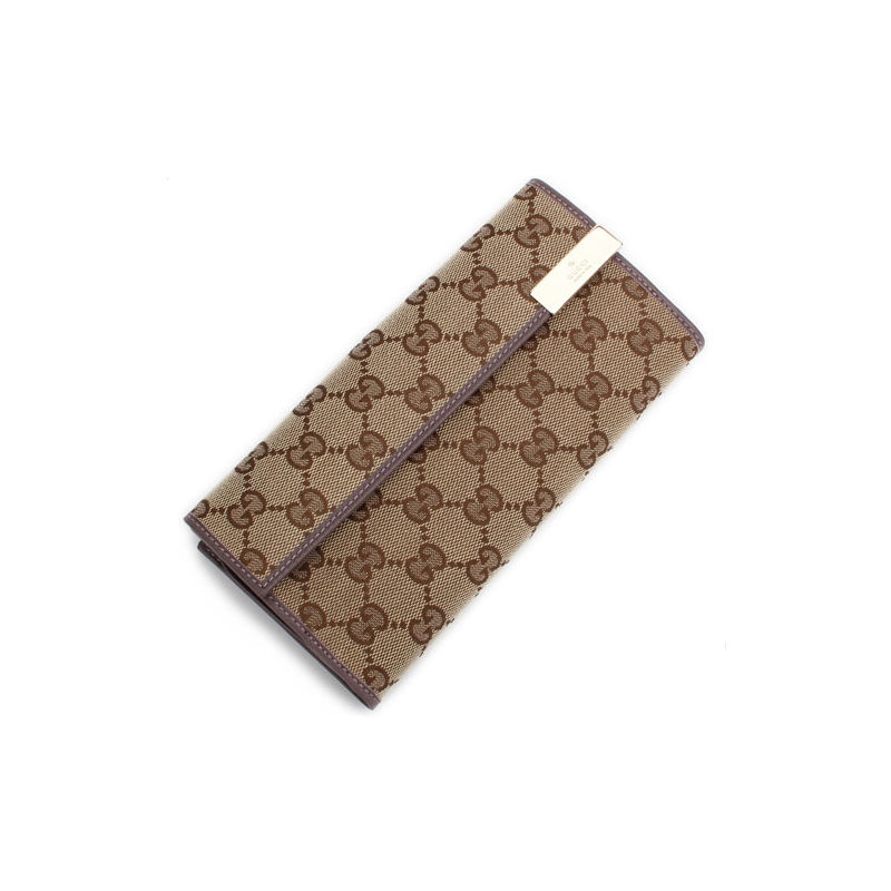 continental wallet with gucci trademark engraved metal plate