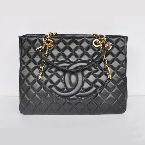 Chanel A50995 Black Sheepskin Leather Shoulder Bag Gold