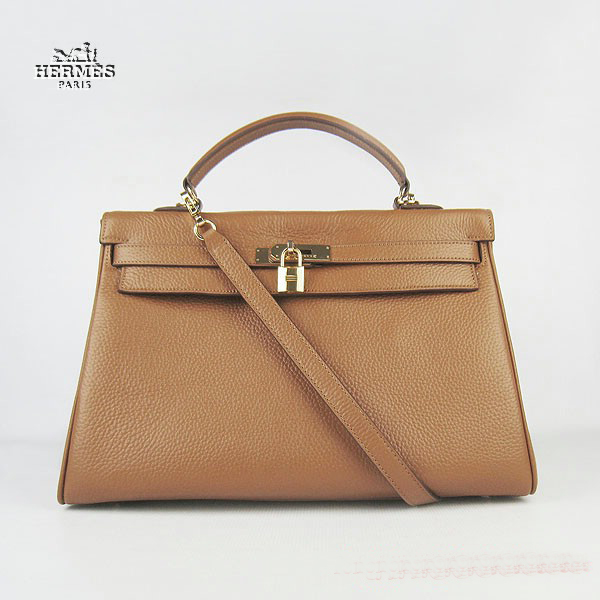 Hermes Kelly 35cm Togo Leather Bag Light Coffee 6308 Gold Hardware