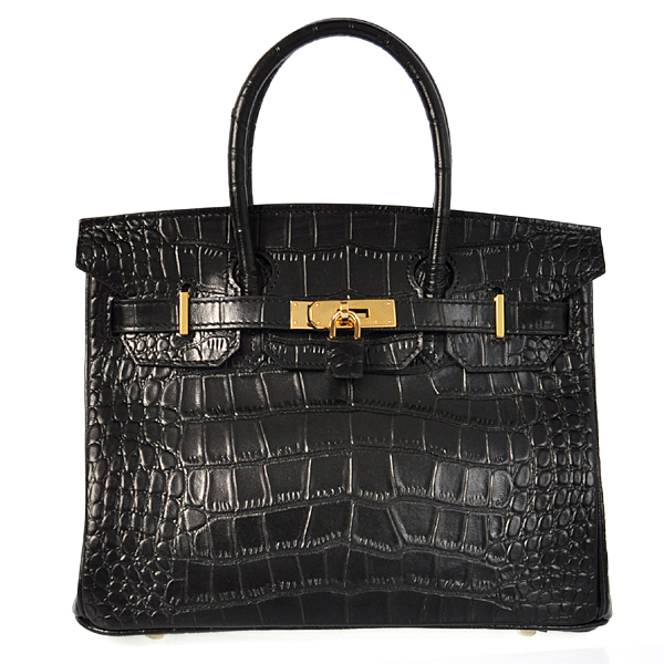 Hermes Birkin 30CM Crocodile stripes leather in Black with Gold hardware