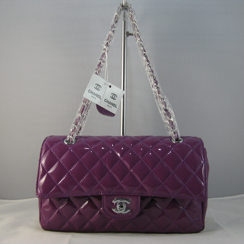 Chanel purple color with Silver chain