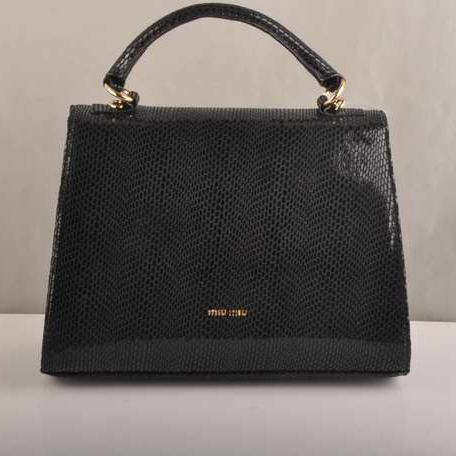 Miu Miu Tote Handbags Snake Veins 7430 Black