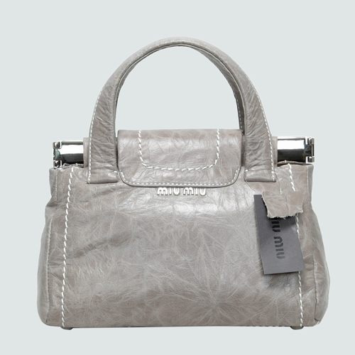 Miu Miu Shiny Leather Tote Flap Bags 90280 Gray