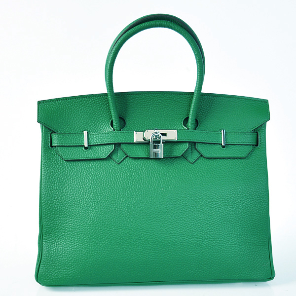 Hermes Birkin 35CM clemence leather in Dark green with Silver hardware