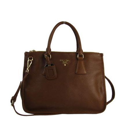 Prada City Original Leather Tote Bag BN2161B Brown