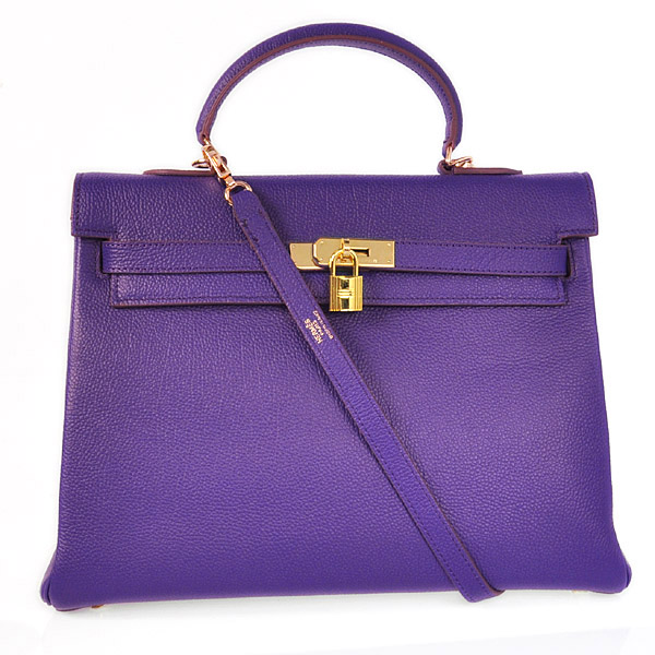 Hermes kelly 35CM Iris Purple togo Leather(Gold)