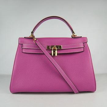 Hermes Kelly Handbags 32CM light Purple(gold)