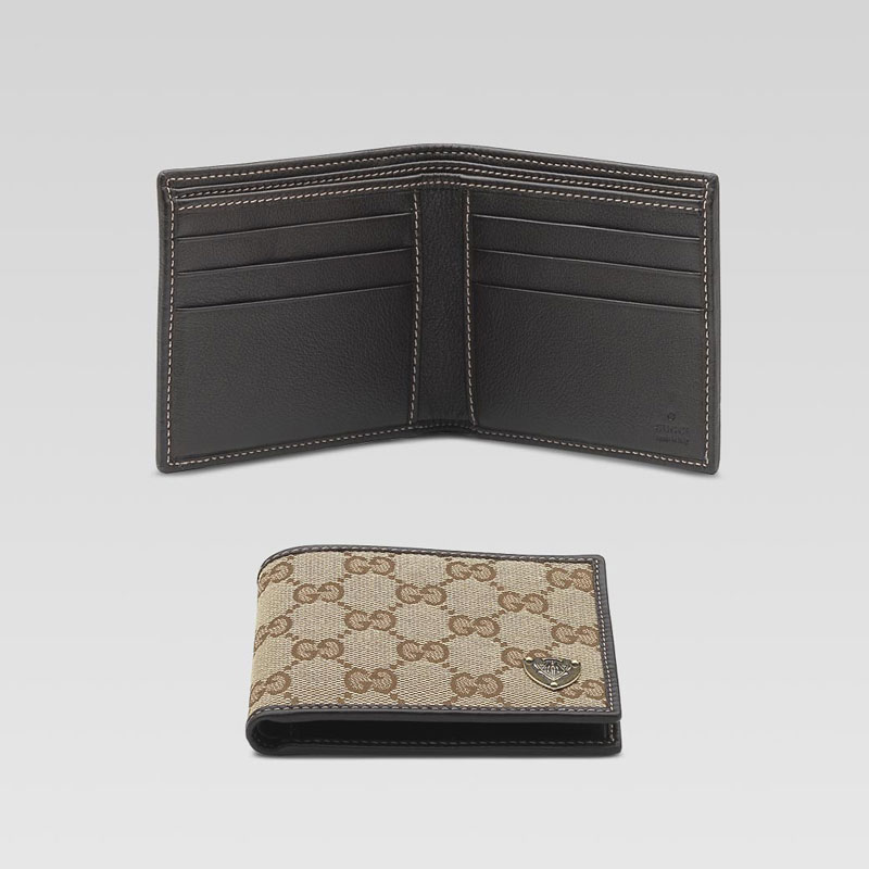 bi-fold wallet with metal gucci crest detail