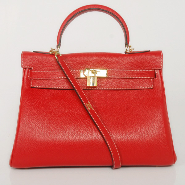 Hermes Kelly 32CM clemence leather in Flame with gold hardware