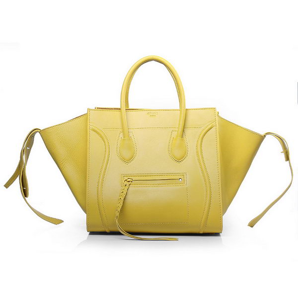 Celine Luggage Phantom Original Leather Bags Shiny Lemon