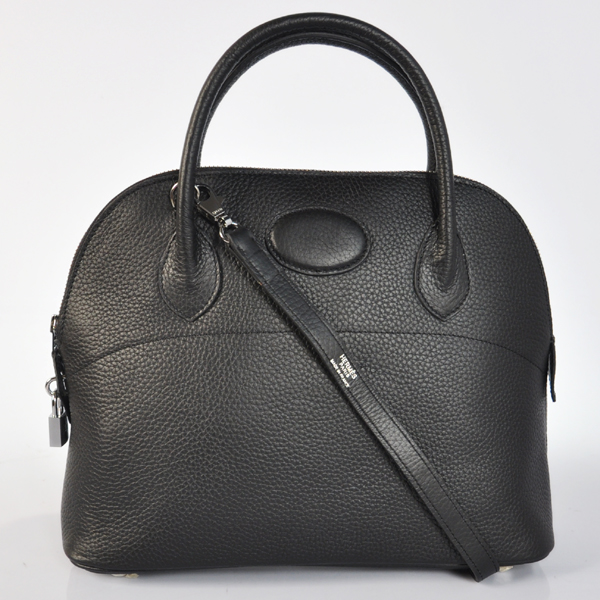 Hermes Bolide Togo Leather Tote Bag in Black with Silver hardware