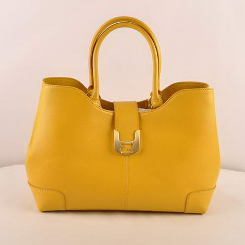 Fendi 2jours Saffiiano Leather Tote Bag 2546 Yellow