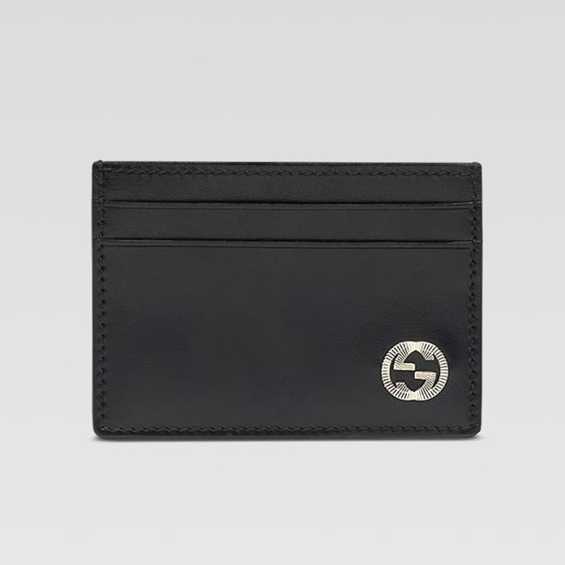 card case with guilloche interlocking G detail