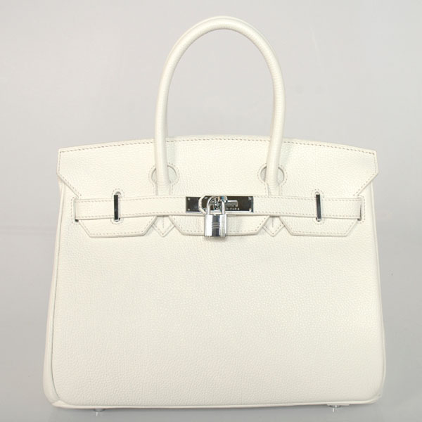 Hermes Birkin togo leather 30CM togo in Pure white with Silver hardware