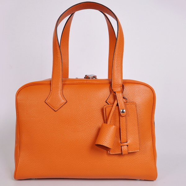 Hermes Victoria Bag clemence leather in Orange with Silver hardware