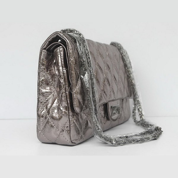 Chanel Quilted Flap Bag Silver-Gray Cow Leather 35454