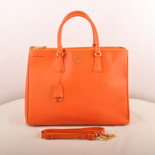 Prada Maxi Saffiano Leather Tote Bag Orange