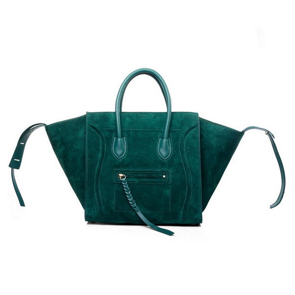 Celine Luggage Phantom Original Suede Leather Bags Green