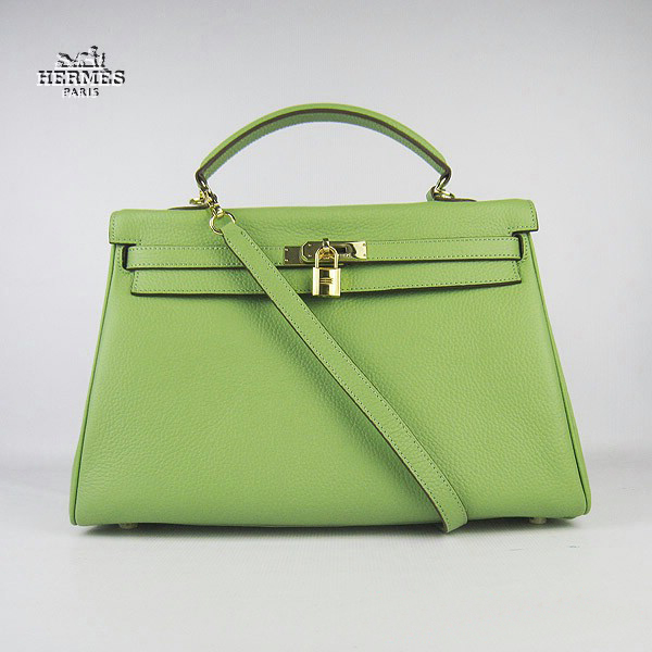 Hermes Kelly 35cm Togo Leather Bag Green 6308 Gold Hardware