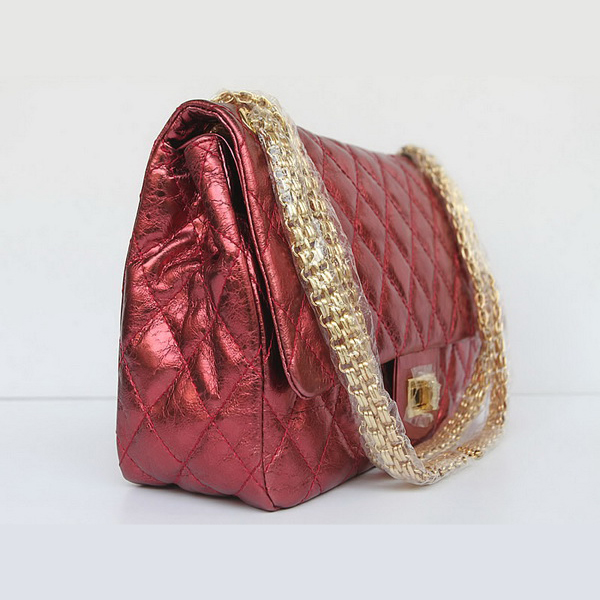 Chanel Flap Bag Quilted Red Gold Chain A35845