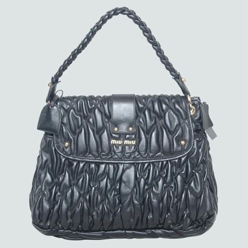 Miu Miu Tote Flap Bags Matelasse Nappa Leather 90290 Black