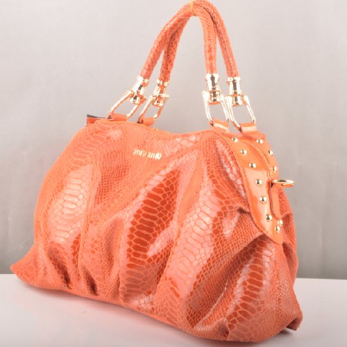 Miu Miu Tote Snake Veins Handbags 90302 Orange