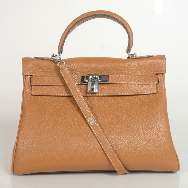 Hermes Kelly 32CM clemence leather in Camel with Silver hardware