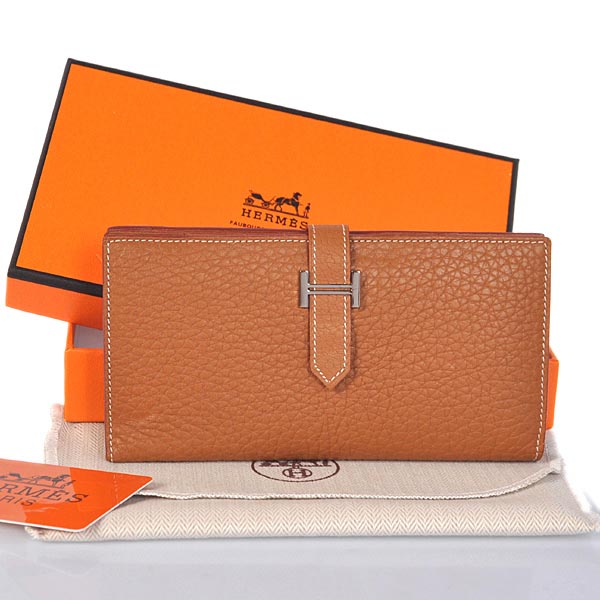 Hermes 2 flod original clemence leather wallet in Camel