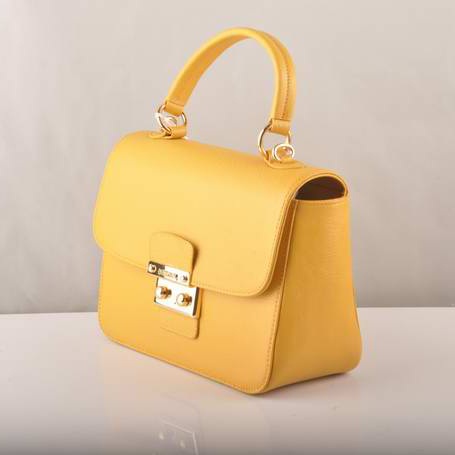 Miu Miu Tote Flap Bags Calf Leather 7428 Yellow