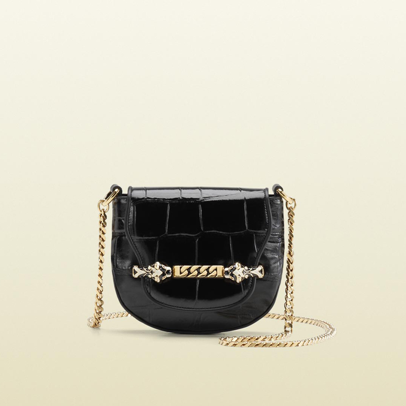 Gucci tigrette shoulder bag with tiger head and chain detail