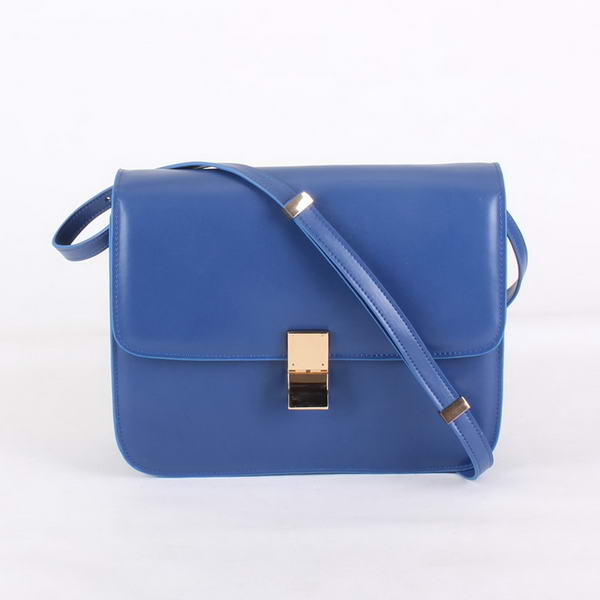 Top Quality Celine Classic Lambskin Large Box Bag Calf Leather 80088 Blue