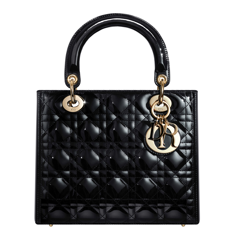 Lady Dior wallet in black patent leather