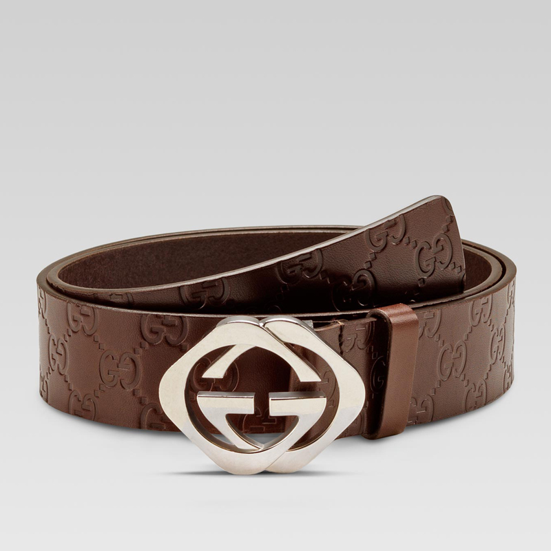 belt with square interlocking G buckle