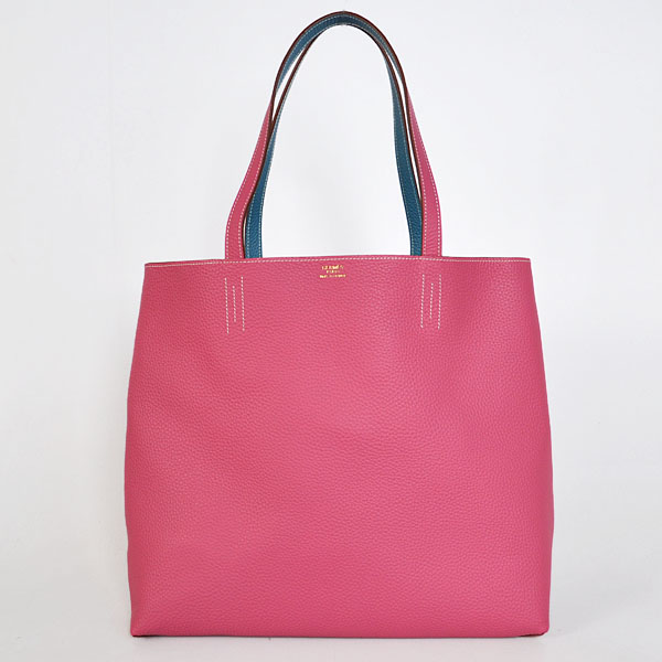 Hermes shopping bag clemence leather in Medium Blue/Peach