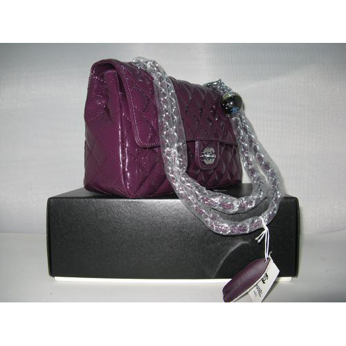 Chanel Patent leather Purple Flap bag with Silver chain