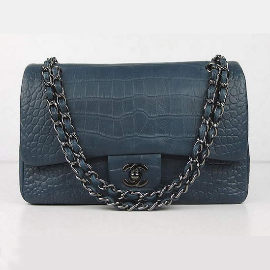 Chanel Fall Winter 2012 Croc Veins Leather Flap Bag A01112 Blue