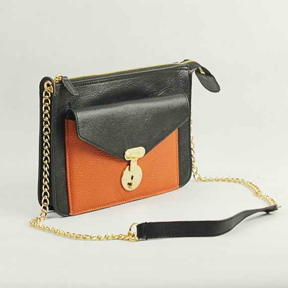 Celine Shoulder Bag Calfskin Orange with Black