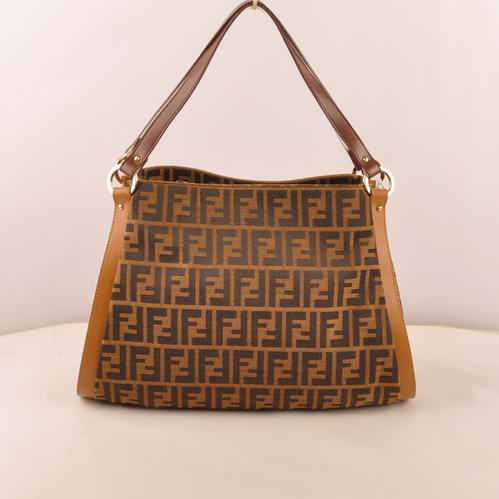 Fendi Classic FF Fabric Shoulder Bag F2507 Brown